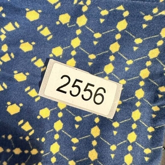 LuLaRoe Leggings Blue Shapes Cream Yellow Flowers Patchwork Granny Quilt Kid S/M - Picture 6 of 7